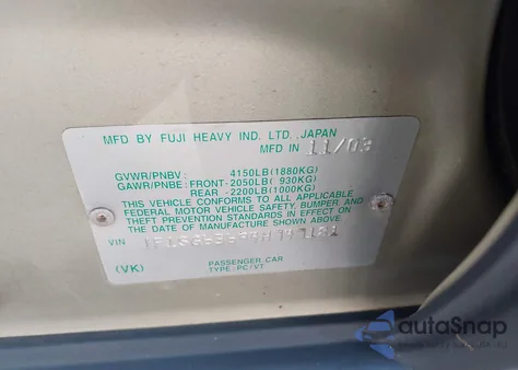 2004 Subaru Forester 2.5X z USA, uszkodzony, nr VIN JF1SG63694H747181